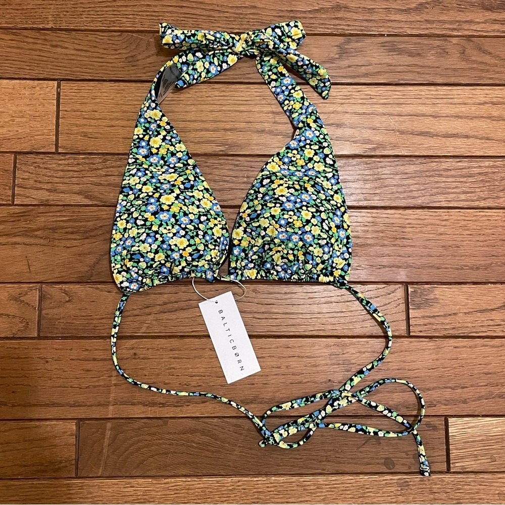 Baltic Born Kas Floral Whimsy Green Multicolor Halter Bikini Top